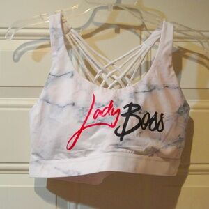 WOMENS XXL WHITE MARBLE LADY BOSS SPORTS BRA